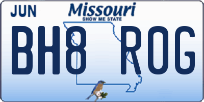 MO license plate BH8R0G