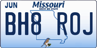 MO license plate BH8R0J