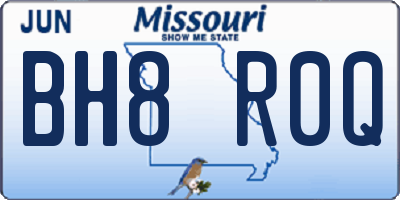 MO license plate BH8R0Q