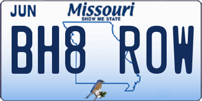 MO license plate BH8R0W