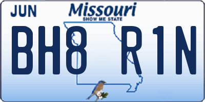 MO license plate BH8R1N