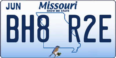 MO license plate BH8R2E