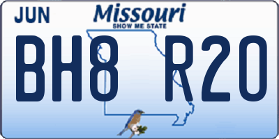 MO license plate BH8R2O