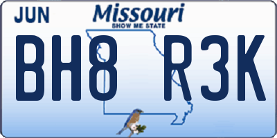 MO license plate BH8R3K