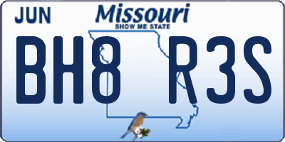 MO license plate BH8R3S