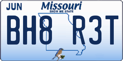 MO license plate BH8R3T
