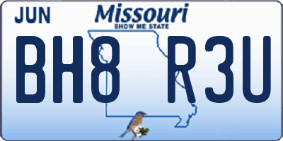 MO license plate BH8R3U