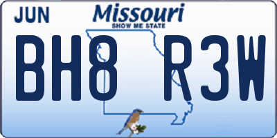 MO license plate BH8R3W