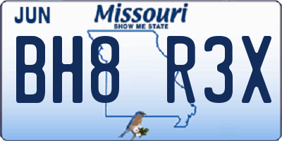 MO license plate BH8R3X