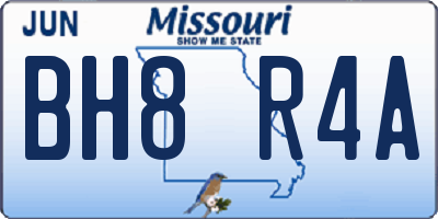 MO license plate BH8R4A
