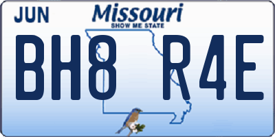 MO license plate BH8R4E