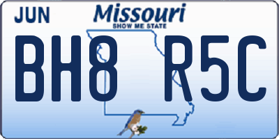 MO license plate BH8R5C