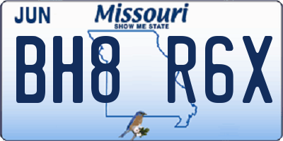 MO license plate BH8R6X