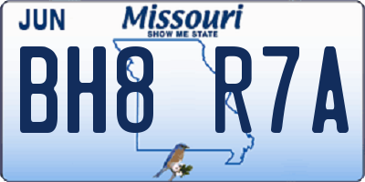 MO license plate BH8R7A