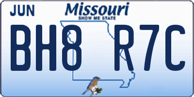 MO license plate BH8R7C