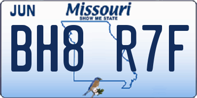 MO license plate BH8R7F
