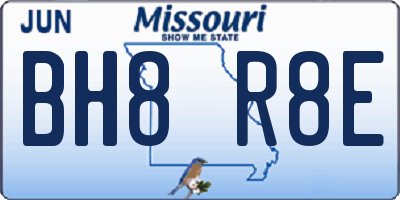 MO license plate BH8R8E