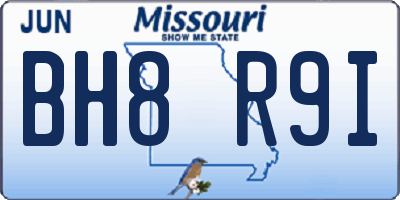 MO license plate BH8R9I