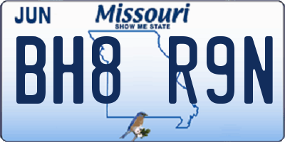 MO license plate BH8R9N