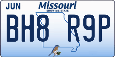 MO license plate BH8R9P