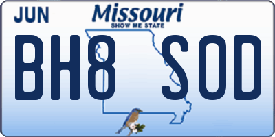 MO license plate BH8S0D