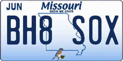 MO license plate BH8S0X