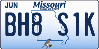 MO license plate BH8S1K