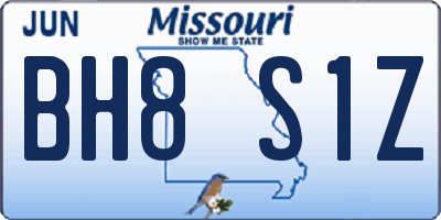MO license plate BH8S1Z