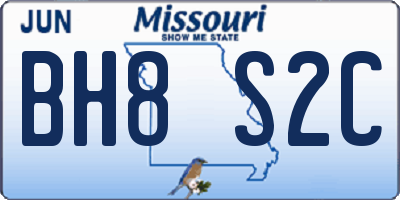 MO license plate BH8S2C