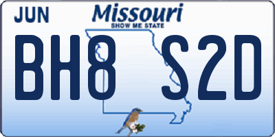 MO license plate BH8S2D