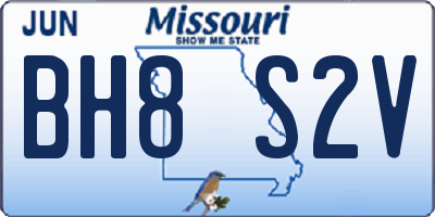 MO license plate BH8S2V