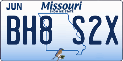 MO license plate BH8S2X