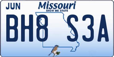 MO license plate BH8S3A