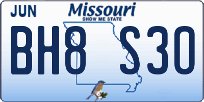 MO license plate BH8S3O