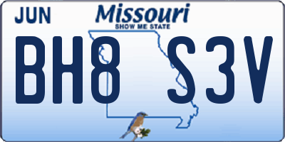 MO license plate BH8S3V