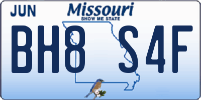 MO license plate BH8S4F