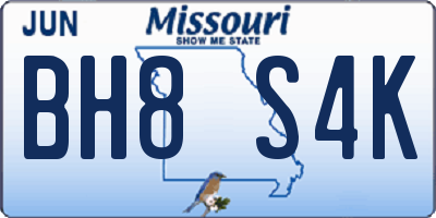 MO license plate BH8S4K