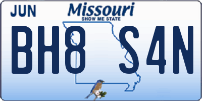 MO license plate BH8S4N