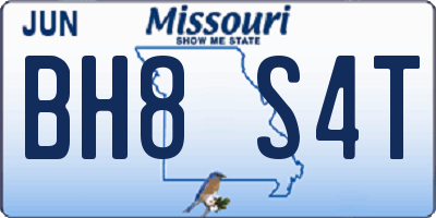 MO license plate BH8S4T