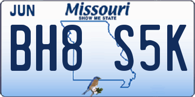 MO license plate BH8S5K