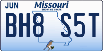 MO license plate BH8S5T