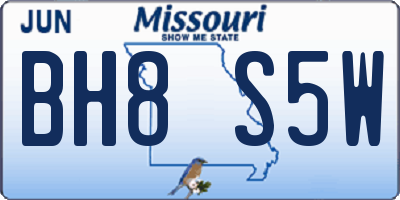 MO license plate BH8S5W