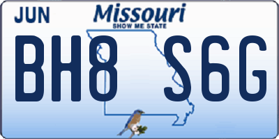 MO license plate BH8S6G