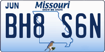 MO license plate BH8S6N