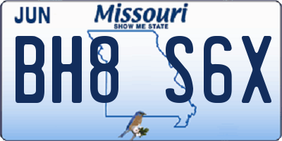 MO license plate BH8S6X