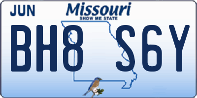 MO license plate BH8S6Y