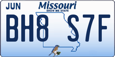 MO license plate BH8S7F