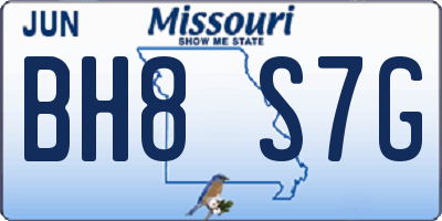 MO license plate BH8S7G