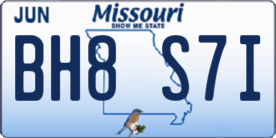 MO license plate BH8S7I