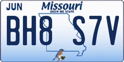 MO license plate BH8S7V